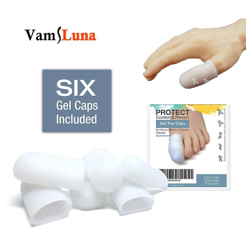 

6PCS Pack Gel Toe Caps and Protector - Cushions to Protect the Toe and Provide Relief of Corns, Blisters and Injured fingers
