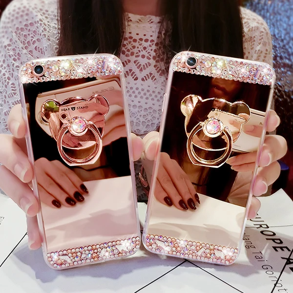 Crystal Phone Case For iPhone 11 Pro Max Diamond Luxury Cover For iPhone 7 8 6 Crystal Phone Case For iPhone 11 Pro Max Diamond Luxury Cover For iPhone 7 8 6 6s Plus Rhinestone Mirror For iPhone XS XR Xs Max