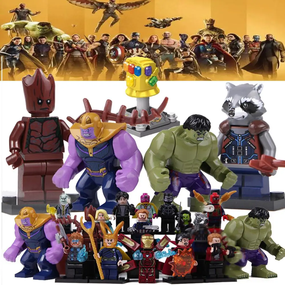 

Marvel super heroes avengers minibrickfigures spiderman ironman hulk thanos thor deadpool venom Building Blocks kids toy