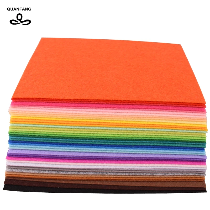 QUANFANG 40pcs/lot 1mm Nonwoven Felt Fabric Thickness Polyester Cloth of Home Decoration Bundle for Sewing Dolls Crafts