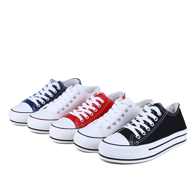 

S.Romance 2019 Women vulcanized sneakers breathable flat casual white shoes woman spring and autumn canvas shoes white red SF002