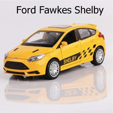 Car Models 1:32 Scale Ford Fawkes Shelby Alloy Car Toys For Children Vehicle Toy Metal Diecast Pull Back Sound Light 4 Colors
