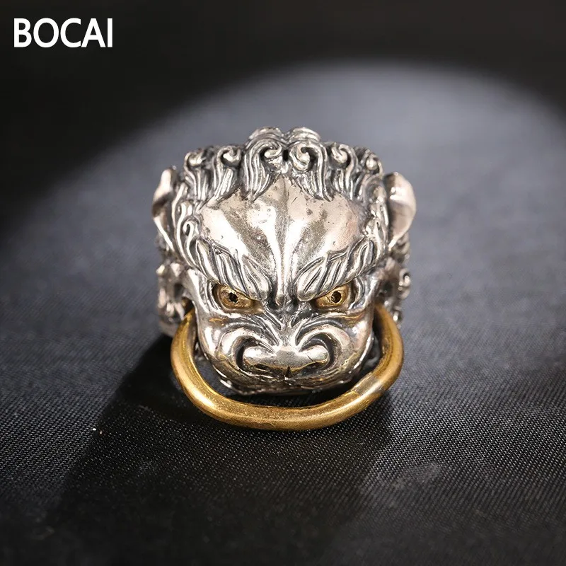 

925 sterling silver ring jewelry sector T retro personality animal opening ring man handmade silver jewelry wholesale