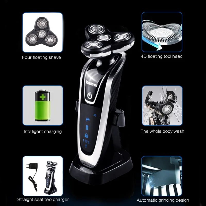 Billig Kemei Elektrische Rasierer Für Männer Multifunktions Rasieren Maschine elektrische rasierer bart trimmer haar clipper koteletten messer trimmer 4