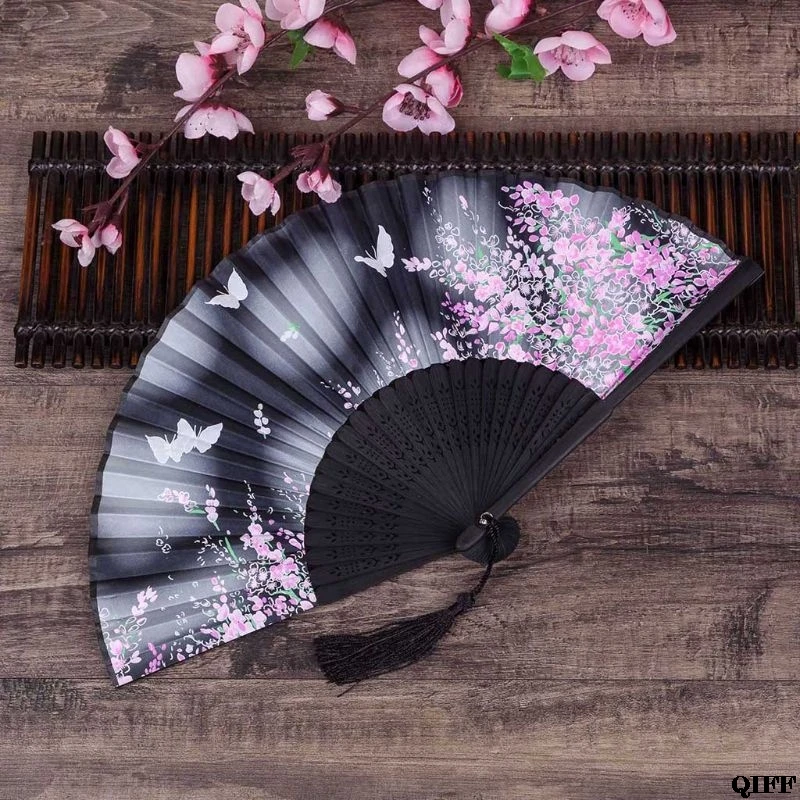 

Drop Ship&Wholesale Retro Japanese Chinese Folding Silk Hand Held Fan Butterfly Flower Bamboo Wedding Party Decor Gift APR28