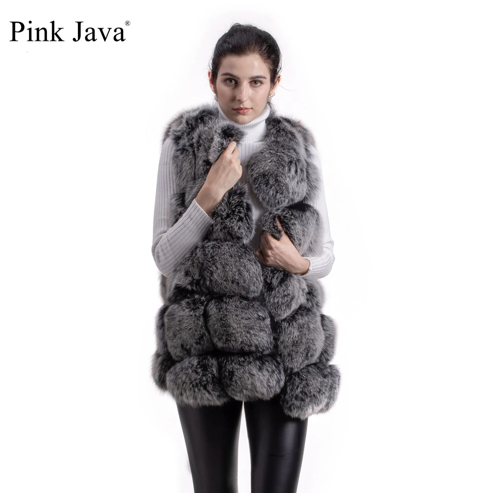 

Pink Java QC8046 BIG SALE FREE SHIPPING hot new natural fox fur long vest real fox fur gilet winter high quality women fox