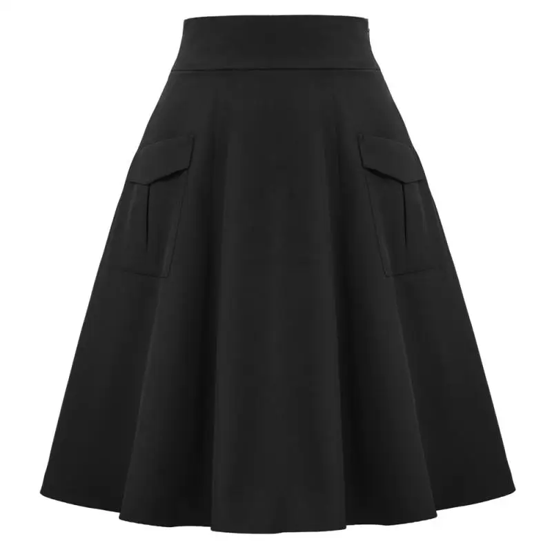 BP Женская Ретро однотонная Высокая талия расклешенная трапециевидная юбка с