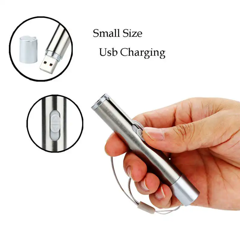  New Mini Size USB Rechargeable Flashlight Torch Portable laser pointer powerful led flashlight rechargeable #4S8 (6)