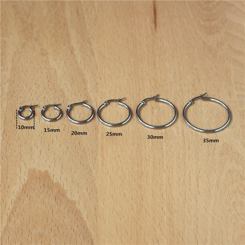 

1 Pair 316 Stainless Steel Fashion Trendy Round Shape Hoop Earrings No Fade Allergy Free All Size 10mm to 70mm