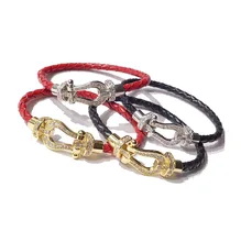 

NANBO Brand New Copper Male Bracelets bangles Magnet Buckle Cable Wire Bracelet Men Women U Shape Leather Bracelets