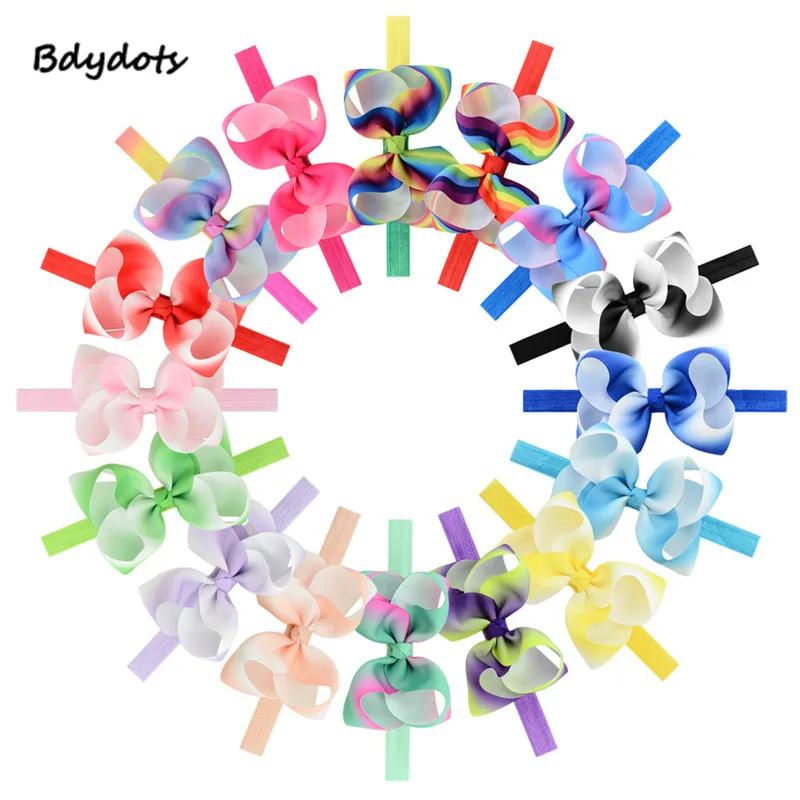 

1Piece Lovely 4.3'' Colorful Rainbow Grosgrain Ribbon Bow Headband Kids Triangle Arrow Headwear Boutique Hair Accessories