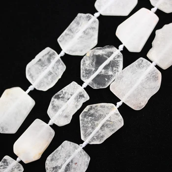 

Full Strand Natural Quartz Freedom Slab Loose Beads Handmade Charms DIY,Center Drilled Raw Crystals Stones Slice Beads Pendants