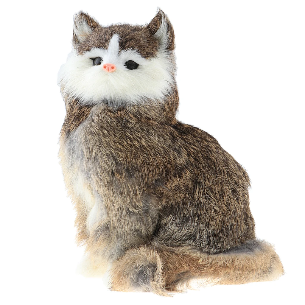Simulation Faux Fur Horse/ Cat Model Kids Educational Toy Handicraft Collection Home Ornament
