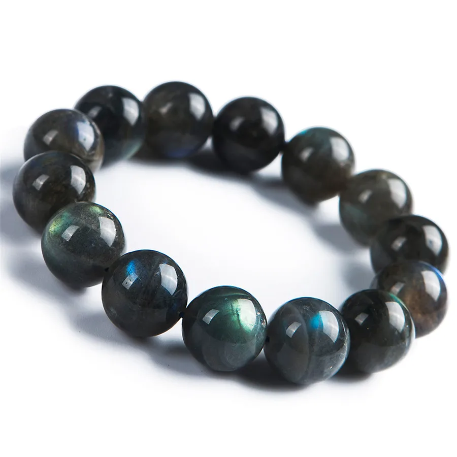 

100% Natural Labradorite Bracelet Powerful Stretch Crystal Round Bead Fine Jewelry Rainbow Light Natural Labradorite Bracelets