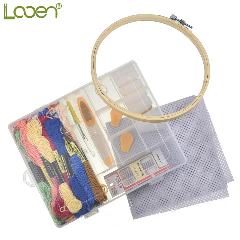 

Looen Embroidery Floss Kit 50 Colors Friendship Bracelets Floss DIY Craft with Sewing Needles Bobbins Cross Stitch Kits With Box