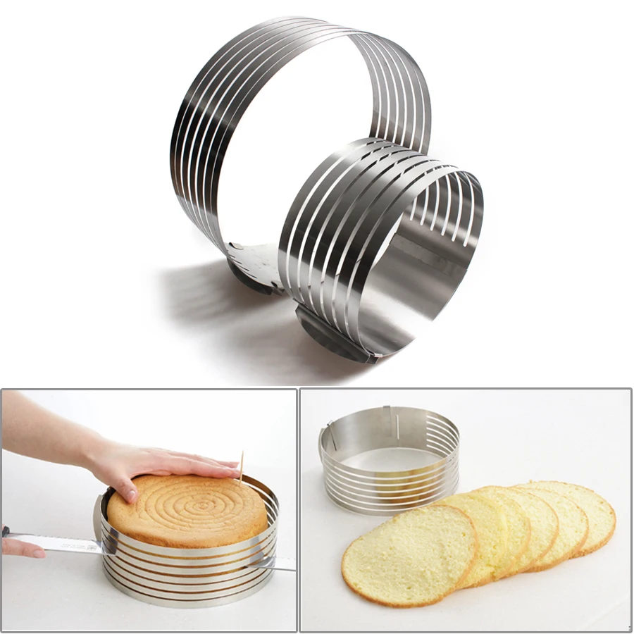 

25CM 30CM Adjustable Round Bread Cake Cutter Slicer Stainless Steel Cake Cutter 7 Layers Slicer Mousse Ring Mould Baking Tool
