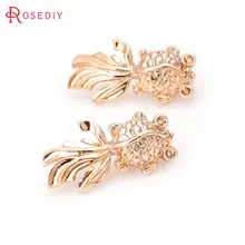 31857) 6 шт 9x17 мм 24K цвета шампанского позолоченные латунные подвески «Золотая рыбка» Подвески Diy Ювелирные изделия Аксессуары