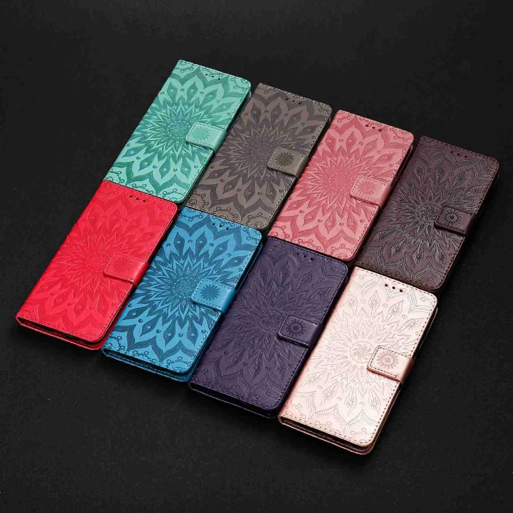 

Luxury PU Leather 3D Embossed Sun Flower Flip Cover Case For Huawei Nova 2i Mate 10 20 Lite Pro 20X Stand Phone Bag Case Fundas
