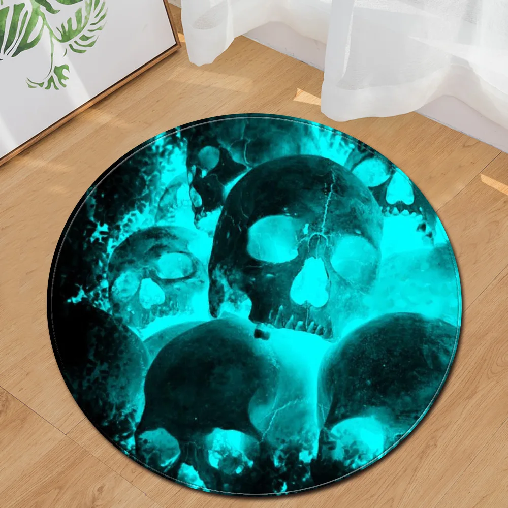 

Round 3D Skull Area Rugs Party Decorative Kid Room Play Pad Baby Crawling Game Polyester Mats Carpet for Living Room