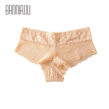 

BANNIROU Woman Panties Sexy Lace Hot Sale Underwear Women Breathable Hollow Transparent Female Panties Brand Quality 1 Pcs M-XL