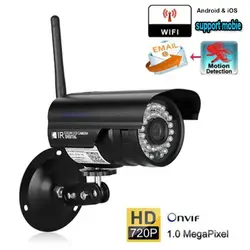 Onvif безопасности IP Камера Wi-Fi открытый Nignt Vision 720 P Waterdichte IP65 Netwerk 1.0MP HD draadloze CCTV Камера Met IR-CU