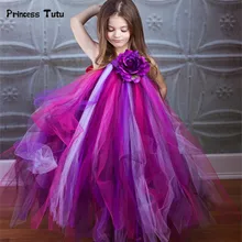Пышное фатиновое платье для девочек; Детские Платья с цветочным узором для свадебной вечеринки; фиолетовое платье-пачка принцессы с павлином; Детские костюмы; Vestidos