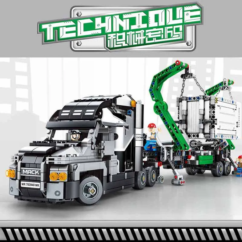 

1202Pcs Container Truck Vehicles Car Technic MACK Cars Model Building Blocks Compatible Legoings DIY Bricks Toys Children Gift