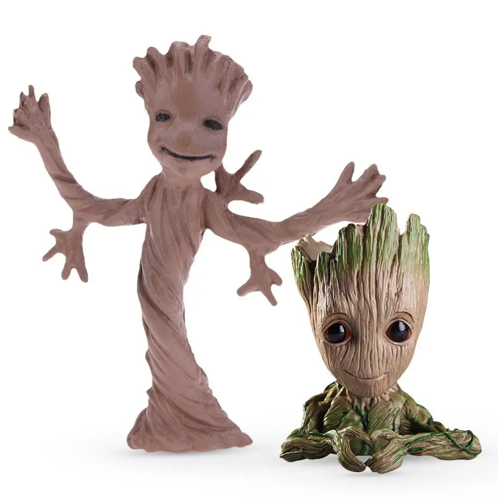 New Baby Groot Flower Pots Planter Action Figures Toy Tree Man Cute Model Toy Pen Flower Pot Home Decoration Gifts - Цвет: 02