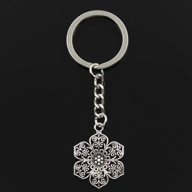 

Fashion flower 32x24mm Pendant 30mm Key Ring Metal Chain Silver Bronze Men Car Gift Souvenirs Keychain Dropshipping