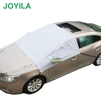 

Joylia Snowproof Half Car Cover Snow Windshield Sunshade Sunscreen Silver Dustproof UV Protection Rainproof for Sedan
