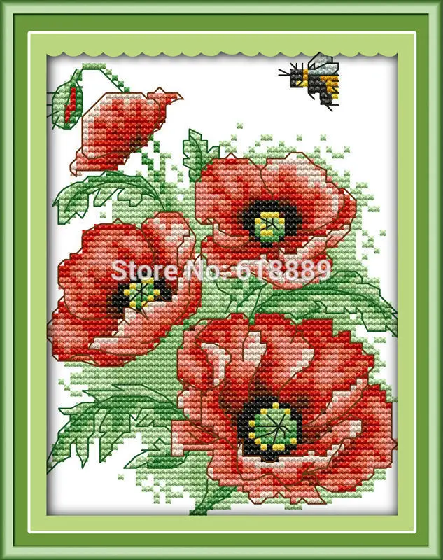 Bees Love Flowers Counted Cross Stitch 14CT Handmade Cross Stitch Sets