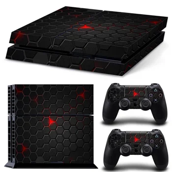 

black red cool top quality skin sticker for PS4 console and two controllers skin sticker decals covers #TN-PS4-10037