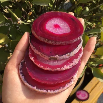 

Beautiful Polished red agate Fossil Crystal Slice Madagascar
