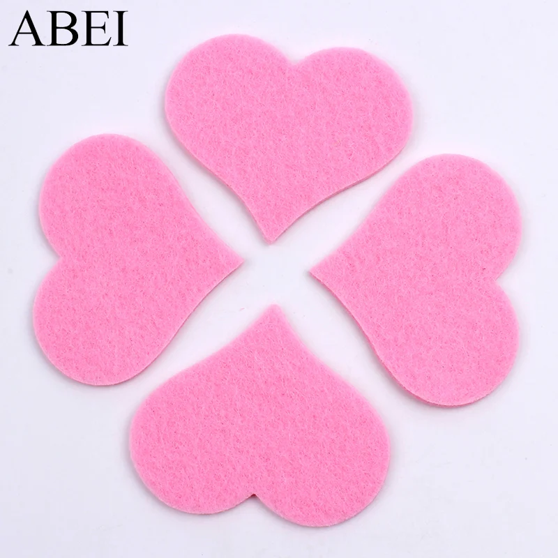 

10pcs/lot Pink Heart Felt pads Stick On Flower Fabric Patch DIY Scrapbooking Cards Craft Wedding Party Baby Shower Decoration