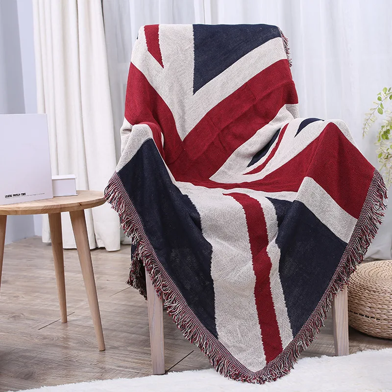British Flag Blanket Cotton Retro Tassel Sofa Decoration Blanket