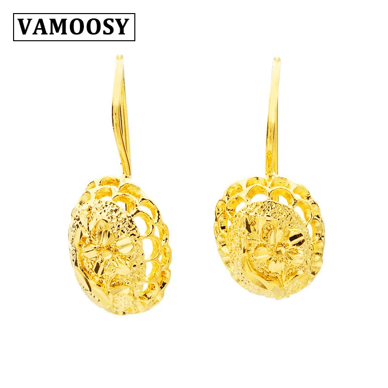 

VAMOOSY 24k Gold Color Earrings Drop Mother Earrings BOHO Ethnic Style Bride Earrings Women Exquisite Luxury Earrings Jewelry