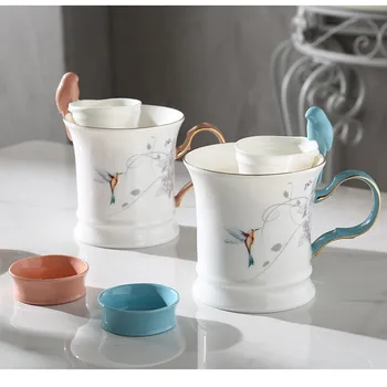 

European high-grade ceramic mug bone china cup tea tea cup creative coffee cup office filter tea cup birthday gift 5ZDZ123