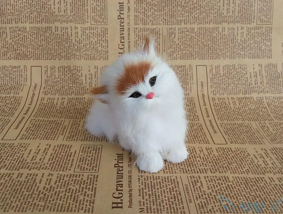

small cute simulation cat polyethylene & furs handicraft yellow head sitting cat doll about 15x11cm 126