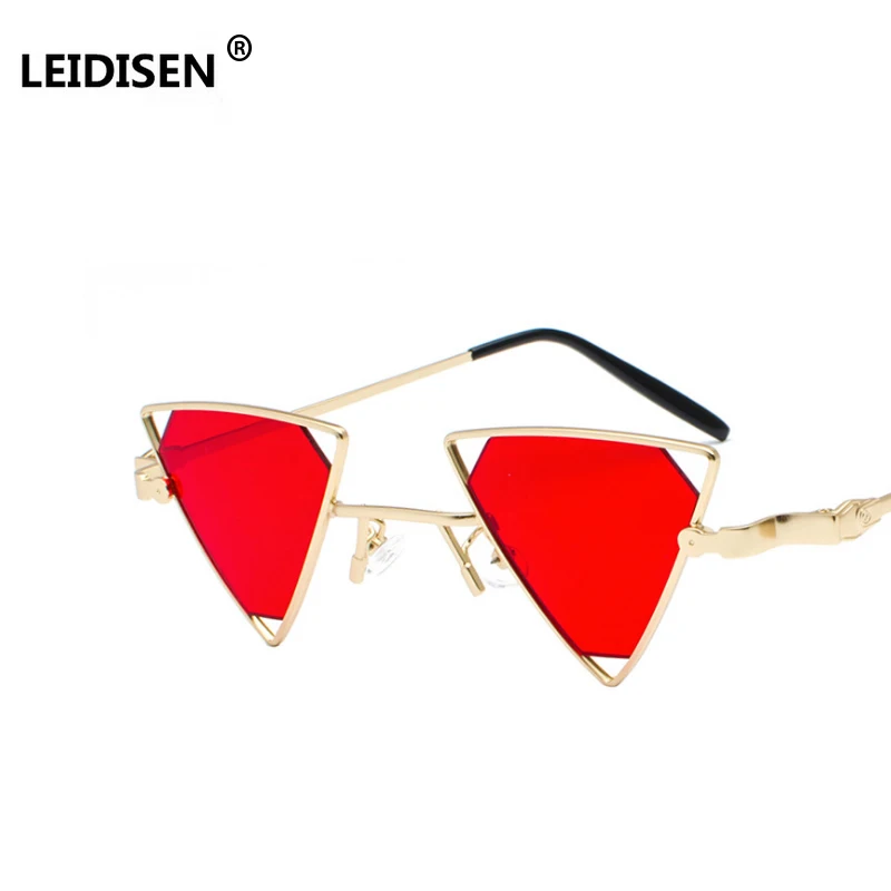 

LEIDISEN New Steampunk Sunglasses Men Women Classic Metal Top Quality Punk Style Sunglasses Fashion Red Yellow Lens Oculos UV400