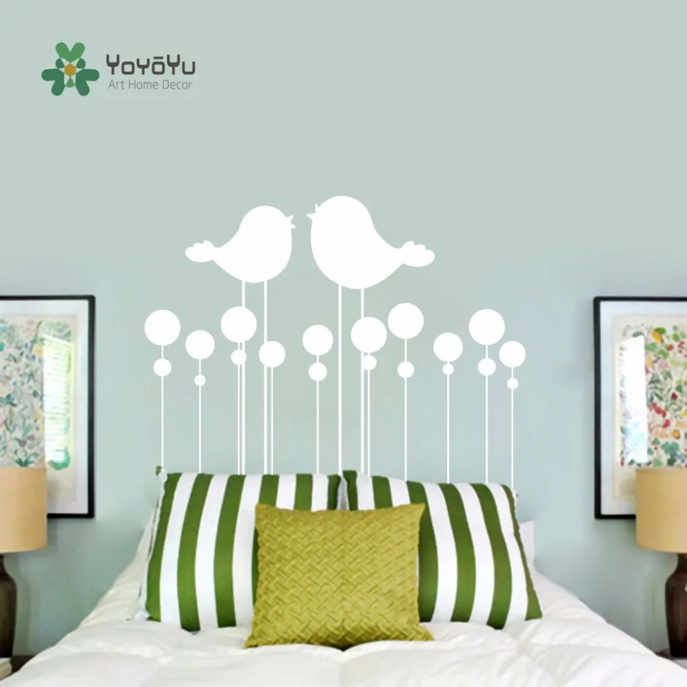 

YOYOYU Decal Kissing Birds Headboard Bedroom Wall Sticker- Nursery & Kids Room Home Interior Pattern Wall Mural Y023