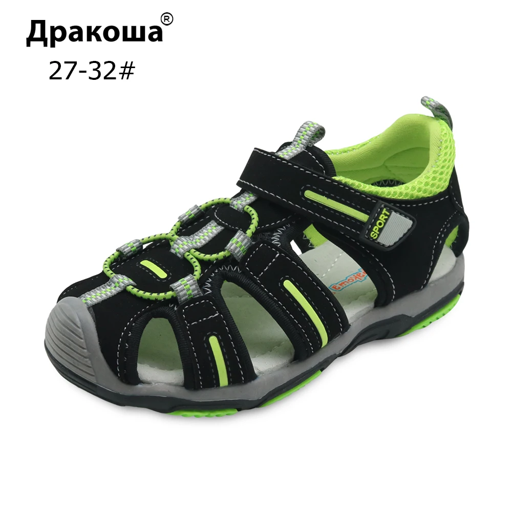 Apakowa Boy's Summer Beach Sandals Kids Closed Toe Shoes with Arch Support Toddler Children's