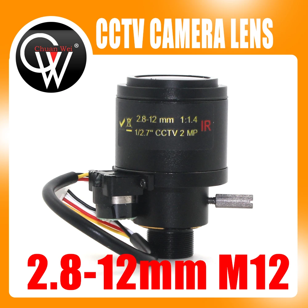 Câmera de Segurança Motorizado 2. 7 2.8-12mm Varifocal F1.4 M12 Montagem dc Iris Auto ir Cctv Lente mp hd 1 –