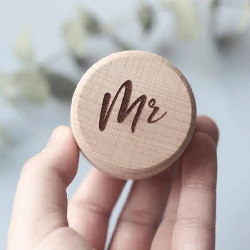 2pcsset Personalized Mr Mrs Wooden Ring Bearer Box Rustic Wedding Ring Holder Box Custom Wedding Gift Mariage Decoration (1)