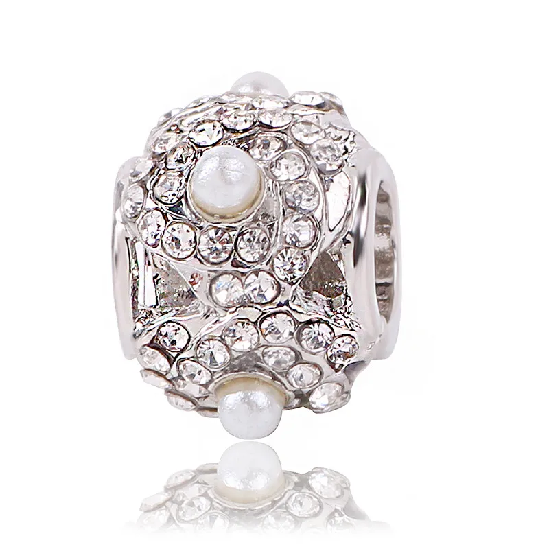 

dodocharms Original Silver Color Bead Charm Love Knot White Crystal Pearl Beads For Pandora Bracelets Bangle DIY Jewelr