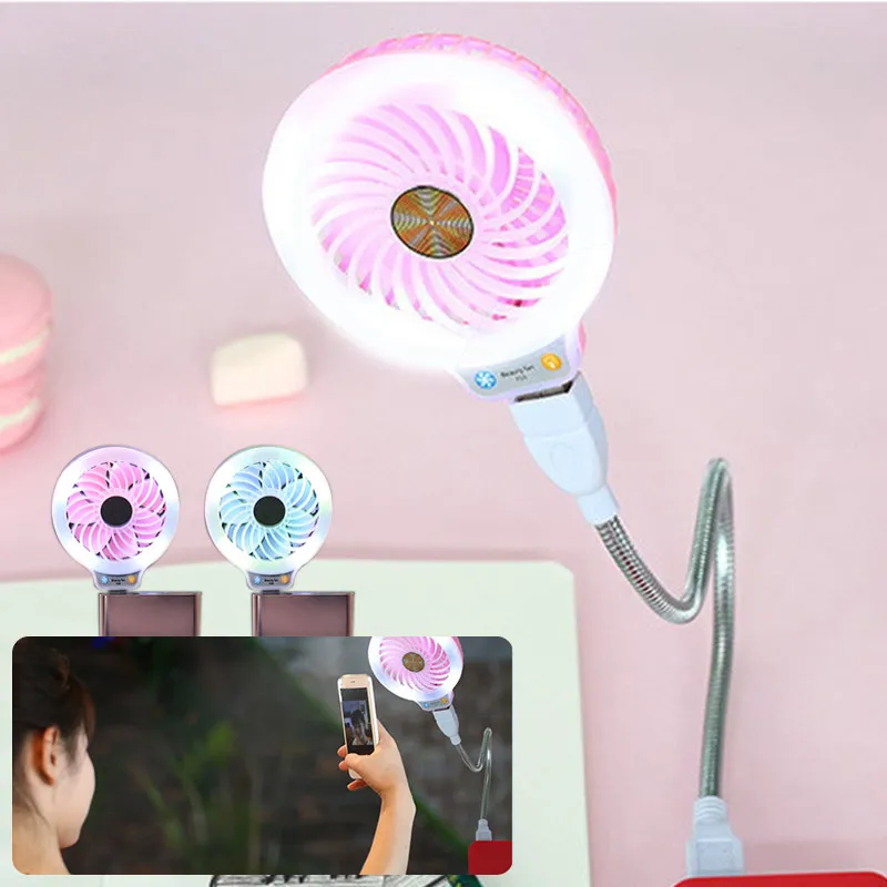 

10.7cm mini student works fan summer LED Fan USB Fan Mini Electric Fan Photo Props Beauty Portable Creative USB 2 Color