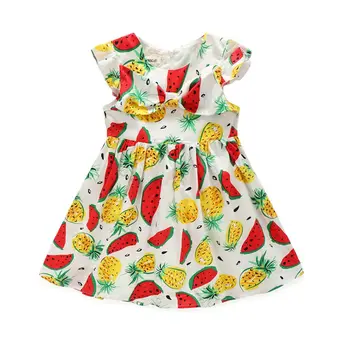 

Baby Girls Watermelon And Pineapple Dress Girl Summer Dresses Kids Cotton Dress With Hat For 100-150cm