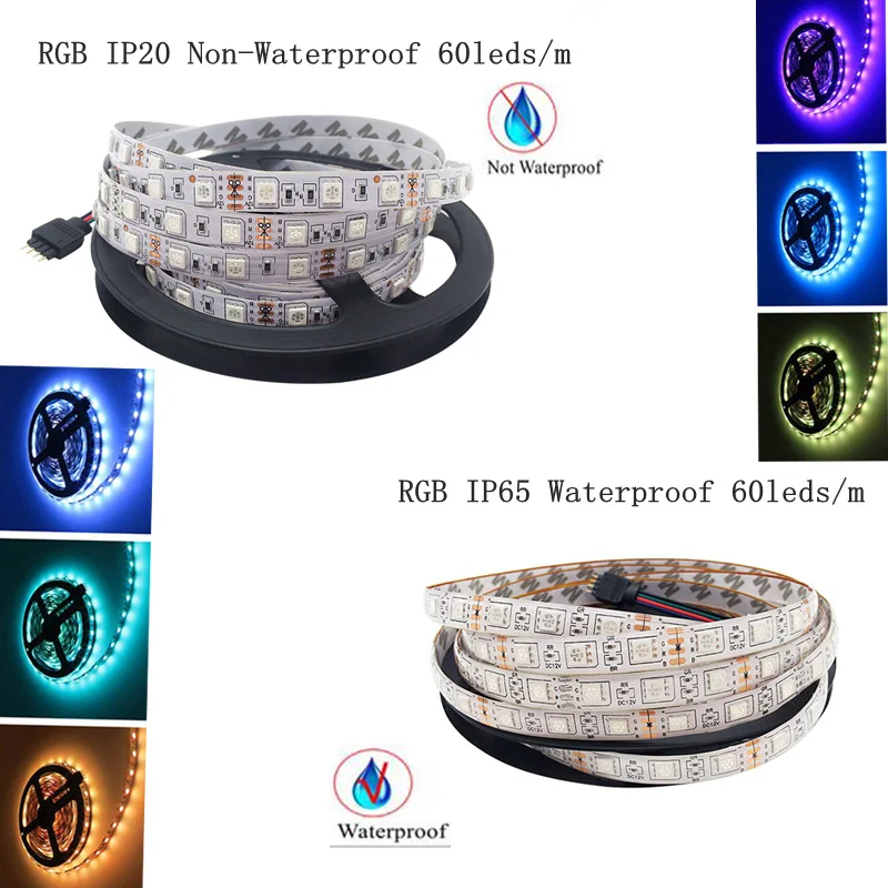 Музыка Светодиодные ленты 5 м SMD5050 Водонепроницаемый 60 Светодиодный s/M RGB полосы Светодиодные ленты светильник+ музыкальная резонаторная Сенсор ИК-контроллер/24 клавиши/44-клавишный пульт лента