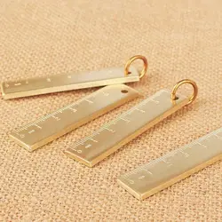 Короткая линейка прямая винтажная Ретро стиль латунный брелок для ключей канцелярские металлические EDC измерительный инструмент