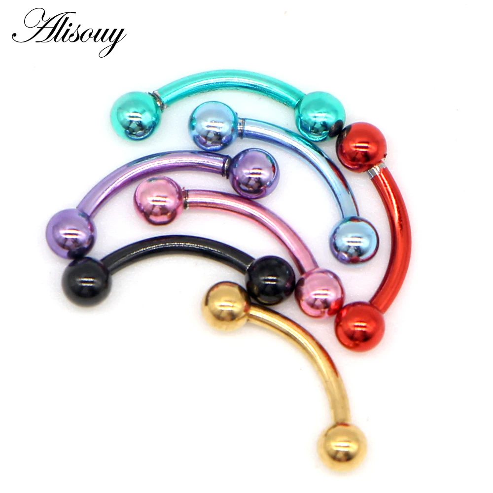Alisouy 1pc 16G Surgical Stainless Steel 3mm Ball Eyebrow Piercing Curved Barbell Lip Ring Snug Daith Helix Rook Earring - Image 3