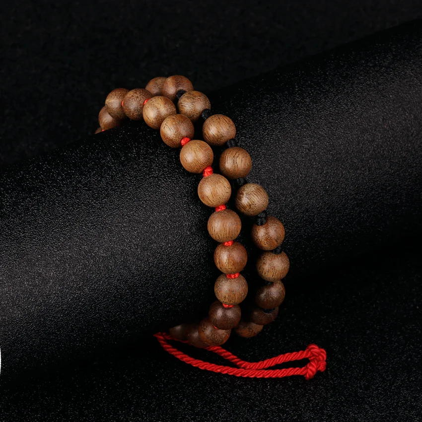 

Natural Sandalwood Beads Red rope Adjustable bracelets for women Men Handmade Bracelet charm stainless steel Bracelet jewelry